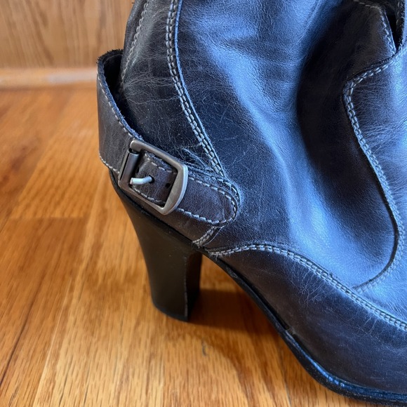 BED STU Womens Leather Ankle Boots Gray Size 36 Y2K Menswear Indie Buckle Heel